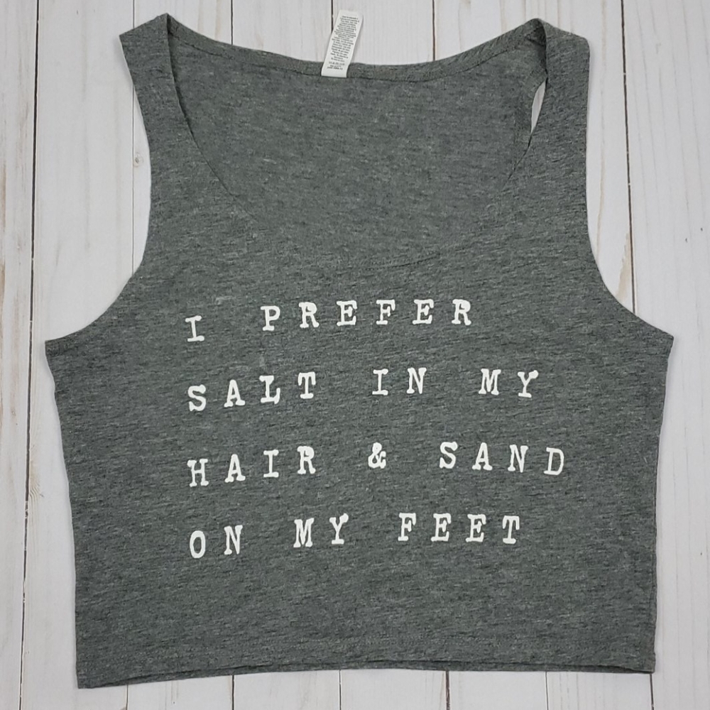 Women's Gray Crop Tank Top - XS